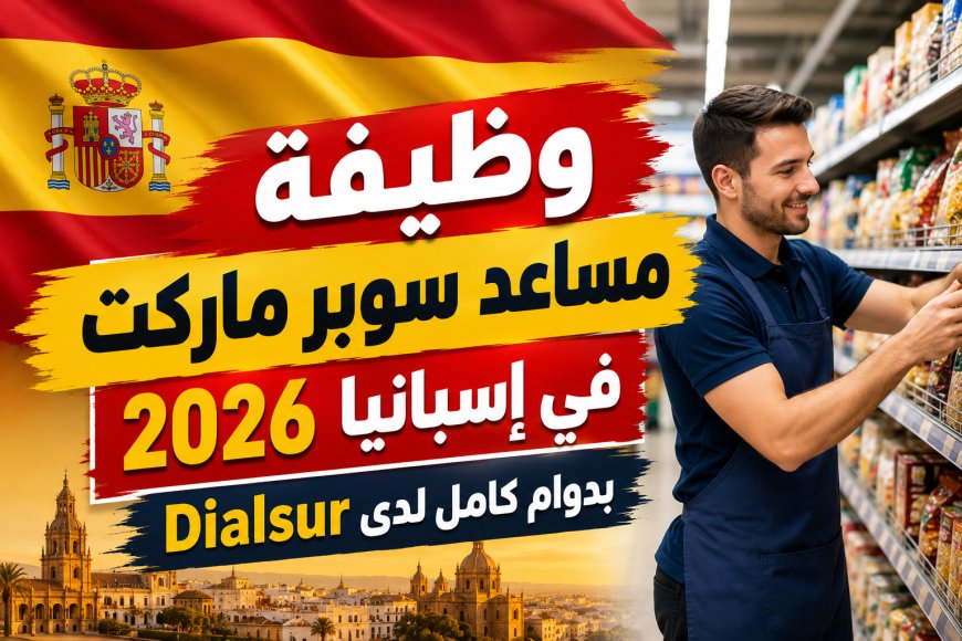 فرصة عمل في إسبانيا 2026: مطلوب مساعد سوبر ماركت (أمين صندوق وإعادة تخزين) بدوام كامل